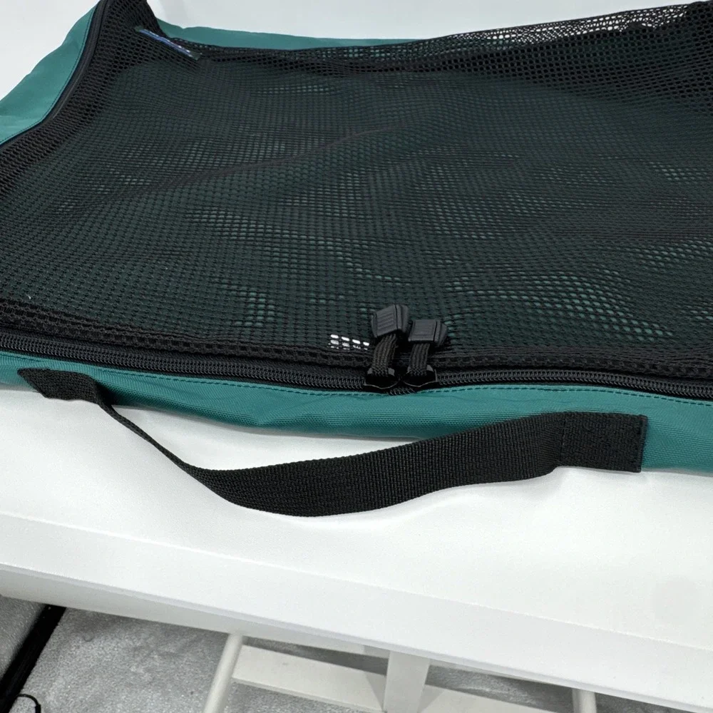 LL Bean Large Green Nylon Packing Cube Travel Organizer Mesh Made USA Gorpcore